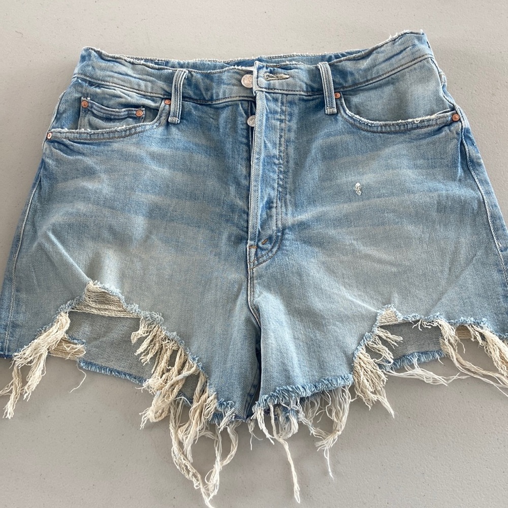 Mother frayed denim shorts